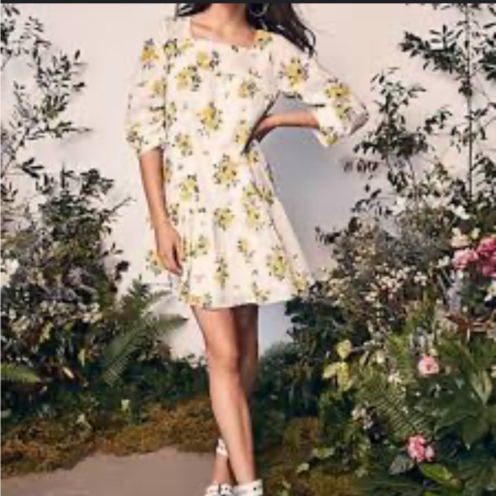 HAPPY X NATURE Kate Hudson Floral White and Yellow Dress